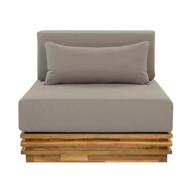 Christopher Knight Home Nolan Patio Modernes Akazienholz 3-teiliges Terrassen-Gesprächs-Set mit überdimensionierten Clubsesseln und Beistelltisch