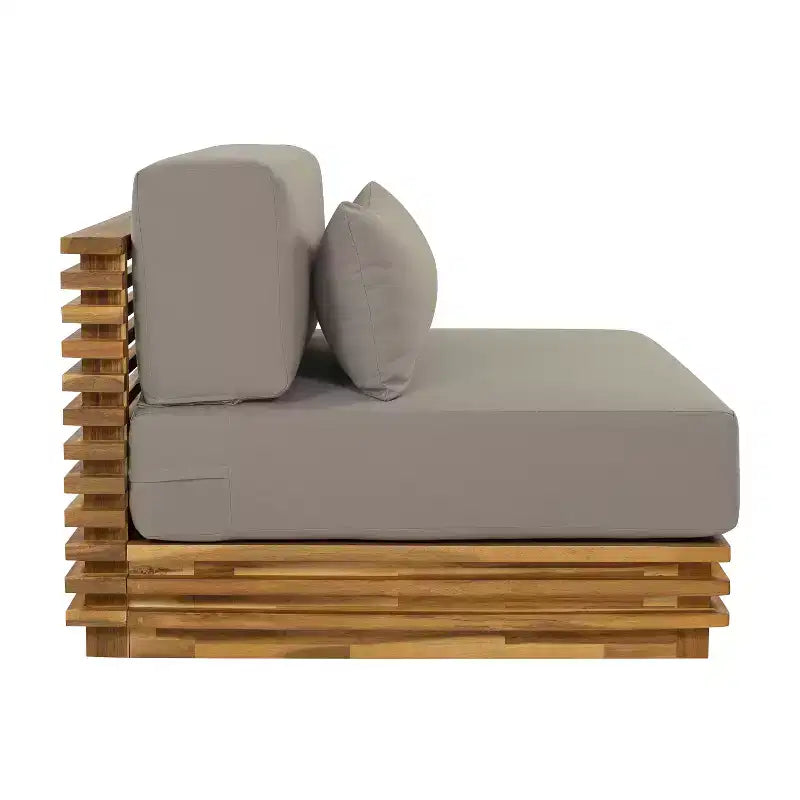 Christopher Knight Home Nolan Patio Modernes Akazienholz 3-teiliges Terrassen-Gesprächs-Set mit überdimensionierten Clubsesseln und Beistelltisch