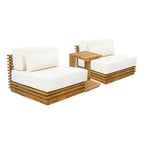 Christopher Knight Home Nolan Patio Modernes Akazienholz 3-teiliges Terrassen-Gesprächs-Set mit überdimensionierten Clubsesseln und Beistelltisch