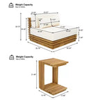 Christopher Knight Home Nolan Patio Modernes Akazienholz 3-teiliges Terrassen-Gesprächs-Set mit überdimensionierten Clubsesseln und Beistelltisch