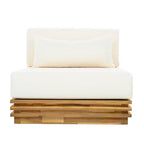 Christopher Knight Home Nolan Patio Modernes Akazienholz 3-teiliges Terrassen-Gesprächs-Set mit überdimensionierten Clubsesseln und Beistelltisch