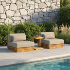Christopher Knight Home Nolan Patio Modernes Akazienholz 3-teiliges Terrassen-Gesprächs-Set mit überdimensionierten Clubsesseln und Beistelltisch