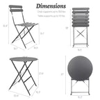 3-teiliges Terrassen-Bistro-Balkon-Metallstuhl-Tisch-Set