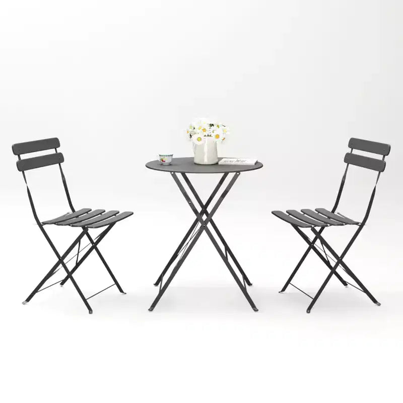 3-teiliges Terrassen-Bistro-Balkon-Metallstuhl-Tisch-Set