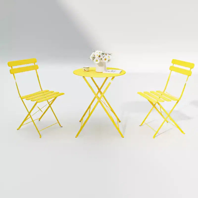 3-teiliges Terrassen-Bistro-Balkon-Metallstuhl-Tisch-Set