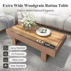 Captiva Designs Outdoor-Terrassen-Sofa-Garnitur aus Rattan und Holzmaserung mit dicken Polstern