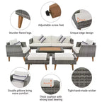 GDFStudio Arthur Patio Modernes PE-Rattan 6-teiliges Gesprächsset mit Tisch und Kissen