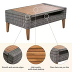 GDFStudio Arthur Patio Modernes PE-Rattan 6-teiliges Gesprächsset mit Tisch und Kissen