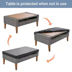 GDFStudio Arthur Patio Modernes PE-Rattan 6-teiliges Gesprächsset mit Tisch und Kissen