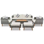 GDFStudio Arthur Patio Modernes PE-Rattan 6-teiliges Gesprächsset mit Tisch und Kissen