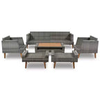 GDFStudio Arthur Patio Modernes PE-Rattan 6-teiliges Gesprächsset mit Tisch und Kissen