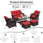 UPTIOT Outdoor-Loungeset mit Sofa, Schaukelstühlen, Hockern und Couchtisch für entspannten Komfort im Garten
