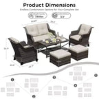 UPTIOT Outdoor-Loungeset mit Sofa, Schaukelstühlen, Hockern und Couchtisch für entspannten Komfort im Garten