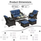 UPTIOT Outdoor-Loungeset mit Sofa, Schaukelstühlen, Hockern und Couchtisch für entspannten Komfort im Garten