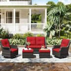 UPTIOT Modulares Outdoor-Set: 2-Sitzer-Sofa, 2 Schaukelstühle & 2 Ottomanen für flexiblen Terrassenkomfort