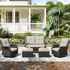 UPTIOT Modulares Outdoor-Set: 2-Sitzer-Sofa, 2 Schaukelstühle & 2 Ottomanen für flexiblen Terrassenkomfort