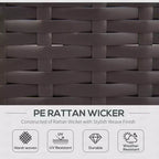 6-teiliges Loungeset mit Kissen, wetterfestem Polyrattan, 75 cm Sofasegment, Couchtisch mit Glasplatte für den Außenbereich