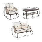 Christopher Knight Home Piotr 4-teiliges Outdoor-Sitzset aus Akazienholz und Metall mit Seilgeflecht