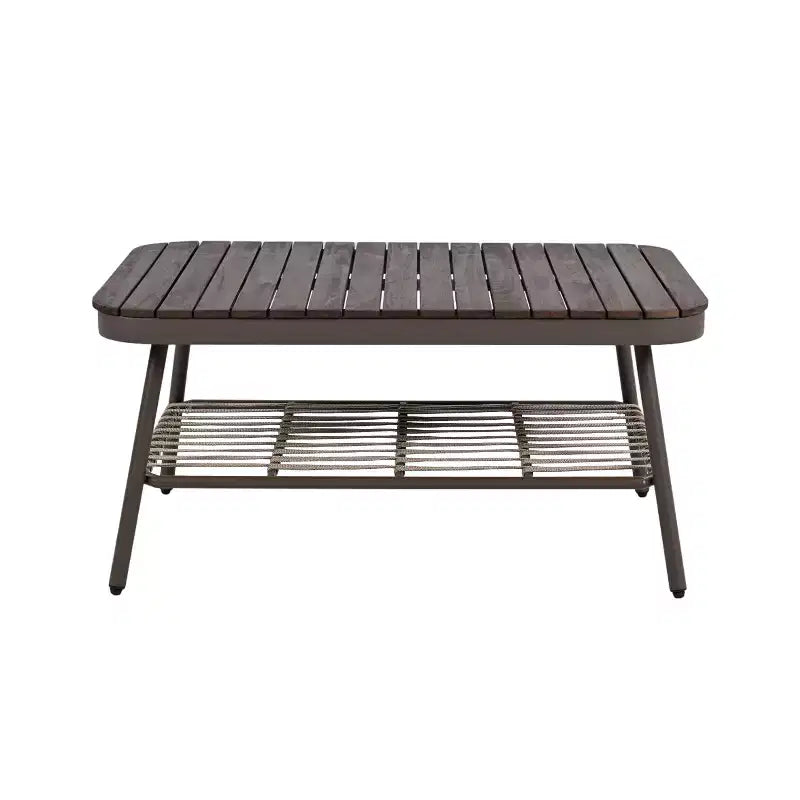 Christopher Knight Home Piotr 4-teiliges Outdoor-Sitzset aus Akazienholz und Metall mit Seilgeflecht
