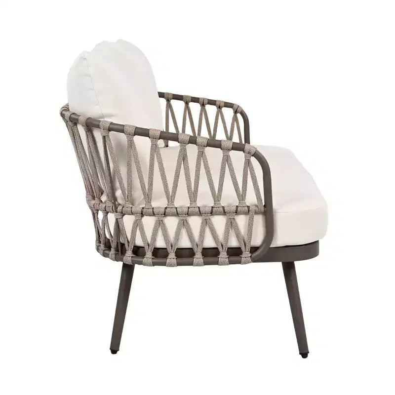 Christopher Knight Home Piotr 4-teiliges Outdoor-Sitzset aus Akazienholz und Metall mit Seilgeflecht
