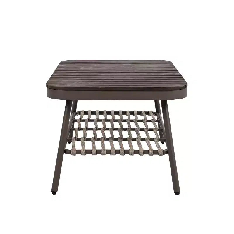 Christopher Knight Home Piotr 4-teiliges Outdoor-Sitzset aus Akazienholz und Metall mit Seilgeflecht