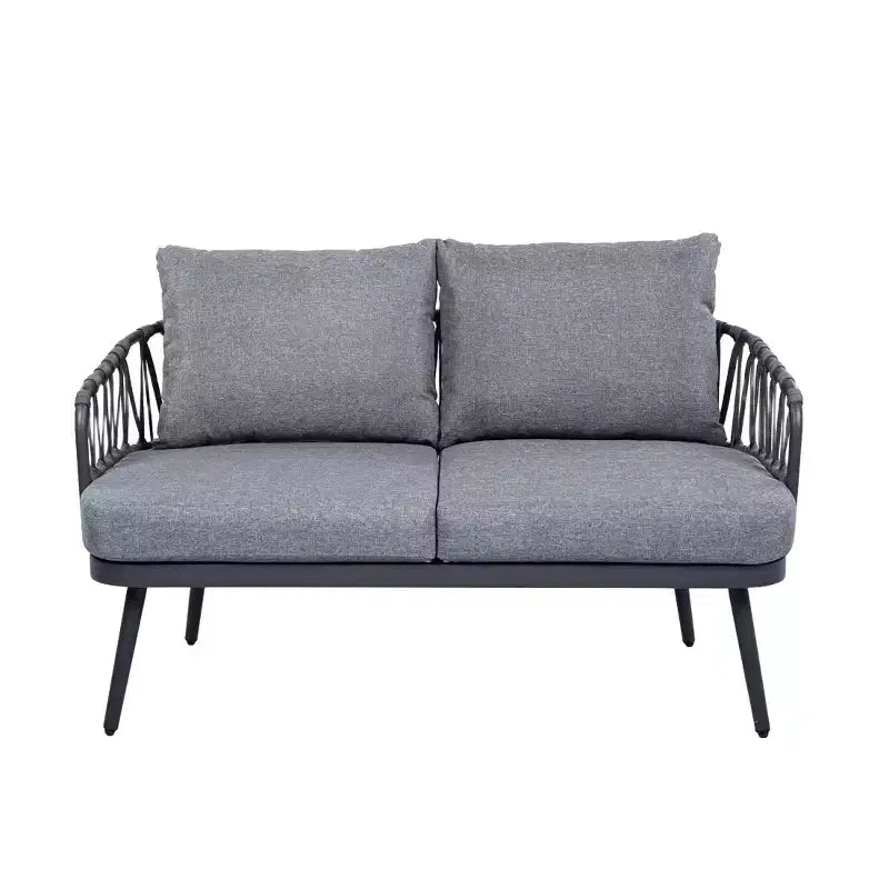 Christopher Knight Home Piotr 4-teiliges Outdoor-Sitzset aus Akazienholz und Metall mit Seilgeflecht