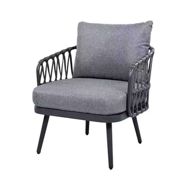 Christopher Knight Home Piotr 4-teiliges Outdoor-Sitzset aus Akazienholz und Metall mit Seilgeflecht