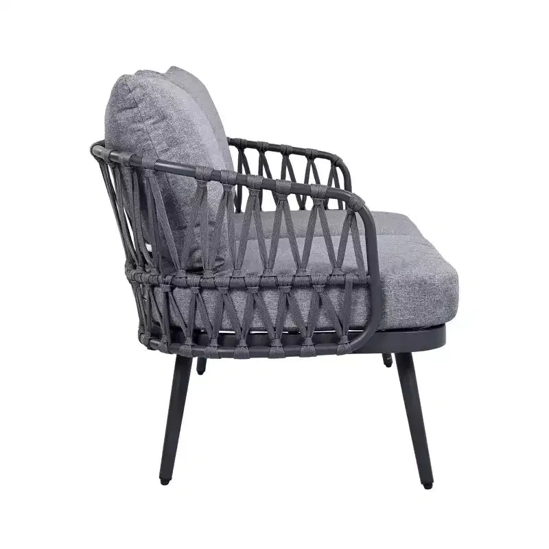 Christopher Knight Home Piotr 4-teiliges Outdoor-Sitzset aus Akazienholz und Metall mit Seilgeflecht