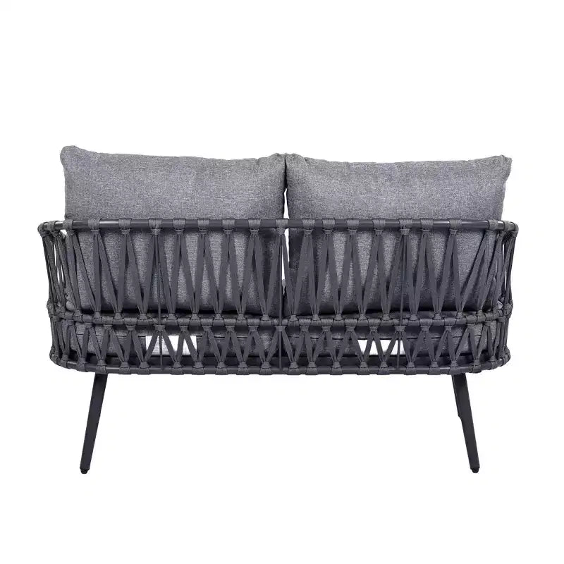 Christopher Knight Home Piotr 4-teiliges Outdoor-Sitzset aus Akazienholz und Metall mit Seilgeflecht