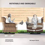 4-teiliges Rattan-Loungemöbel-Set, Konversations-Set mit drehbaren Gleitsesseln, Tisch und Zweiersofa für Garten, Terrasse