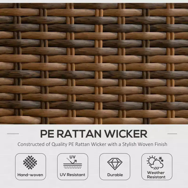 4-teiliges Rattan-Loungemöbel-Set, Konversations-Set mit drehbaren Gleitsesseln, Tisch und Zweiersofa für Garten, Terrasse