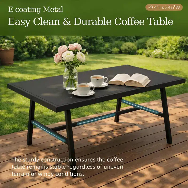 ALAULM 5-Sitzer Terrassen-Gesprächsgarnitur, Outdoor Schaukelsofa-Set mit dicken Kissen und Kaffeetisch, Bistro-Möbelset