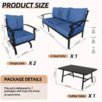 ALAULM 5-Sitzer Terrassen-Gesprächsgarnitur, Outdoor Schaukelsofa-Set mit dicken Kissen und Kaffeetisch, Bistro-Möbelset
