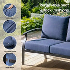 ALAULM 5-Sitzer Terrassen-Gesprächsgarnitur, Outdoor Schaukelsofa-Set mit dicken Kissen und Kaffeetisch, Bistro-Möbelset