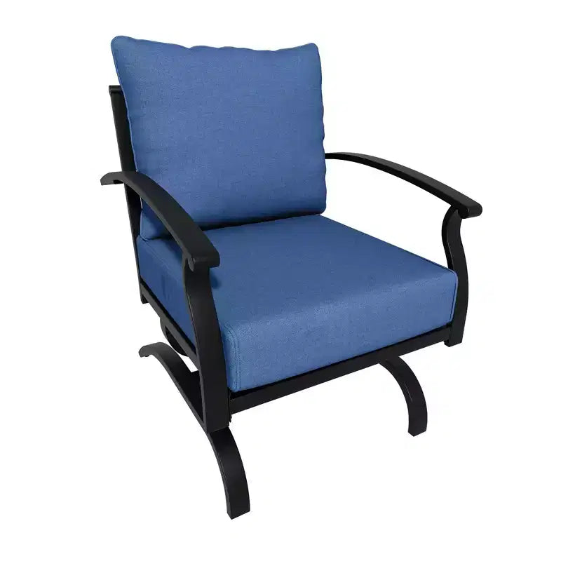 ALAULM 5-Sitzer Terrassen-Gesprächsgarnitur, Outdoor Schaukelsofa-Set mit dicken Kissen und Kaffeetisch, Bistro-Möbelset