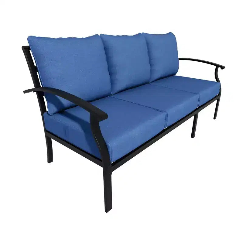 ALAULM 5-Sitzer Terrassen-Gesprächsgarnitur, Outdoor Schaukelsofa-Set mit dicken Kissen und Kaffeetisch, Bistro-Möbelset