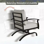 ALAULM 5-Sitzer Terrassen-Gesprächsgarnitur, Outdoor Schaukelsofa-Set mit dicken Kissen und Kaffeetisch, Bistro-Möbelset