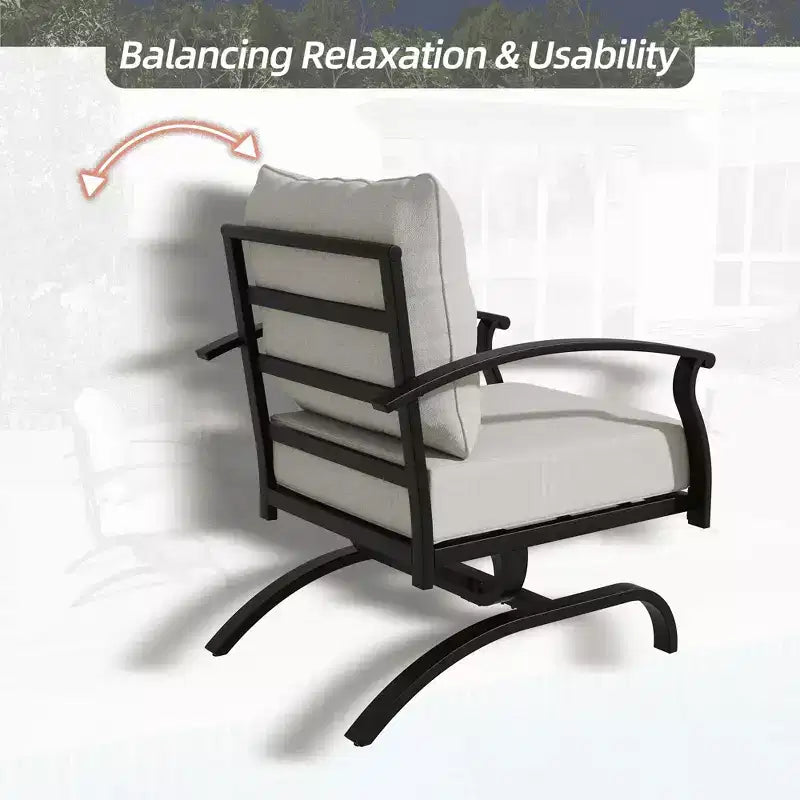 ALAULM 5-Sitzer Terrassen-Gesprächsgarnitur, Outdoor Schaukelsofa-Set mit dicken Kissen und Kaffeetisch, Bistro-Möbelset