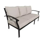 ALAULM 5-Sitzer Terrassen-Gesprächsgarnitur, Outdoor Schaukelsofa-Set mit dicken Kissen und Kaffeetisch, Bistro-Möbelset