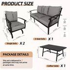 ALAULM 5-Sitzer Terrassen-Gesprächsgarnitur, Outdoor Schaukelsofa-Set mit dicken Kissen und Kaffeetisch, Bistro-Möbelset