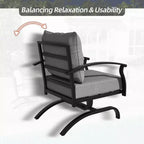 ALAULM 5-Sitzer Terrassen-Gesprächsgarnitur, Outdoor Schaukelsofa-Set mit dicken Kissen und Kaffeetisch, Bistro-Möbelset