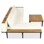 GDFStudio Nolan Terrassenmöbel Modernes L-förmiges Lounge-Set aus Akazienholz und Metall mit Couchtisch