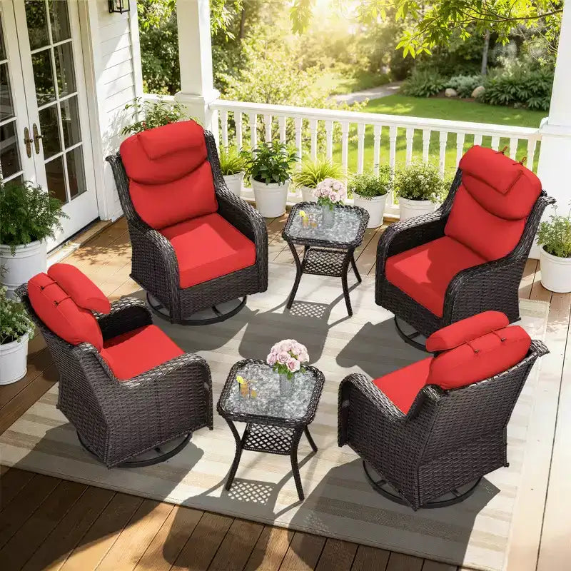 UPTIOT Outdoor-Schaukelstuhl-Set mit Beistelltischen zur Entspannung auf der Terrasse