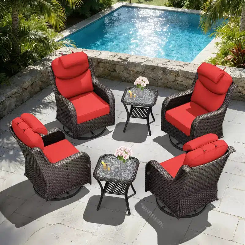 UPTIOT Outdoor-Schaukelstuhl-Set mit Beistelltischen zur Entspannung auf der Terrasse