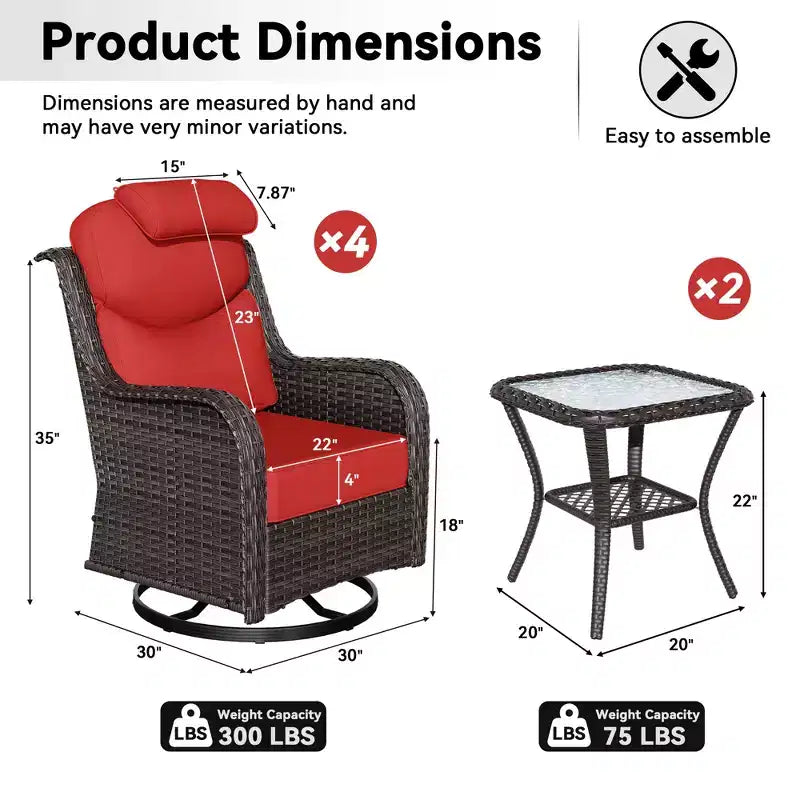 UPTIOT Outdoor-Schaukelstuhl-Set mit Beistelltischen zur Entspannung auf der Terrasse