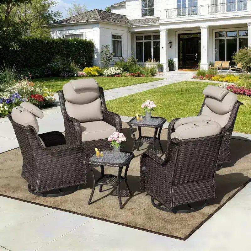 UPTIOT Outdoor-Schaukelstuhl-Set mit Beistelltischen zur Entspannung auf der Terrasse