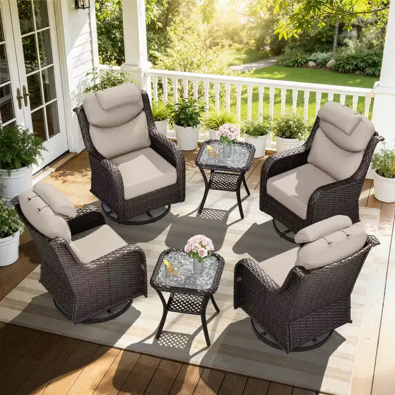 UPTIOT Outdoor-Schaukelstuhl-Set mit Beistelltischen zur Entspannung auf der Terrasse
