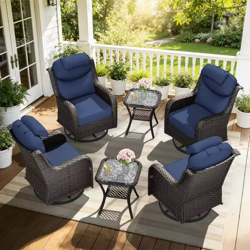 UPTIOT Outdoor-Schaukelstuhl-Set mit Beistelltischen zur Entspannung auf der Terrasse