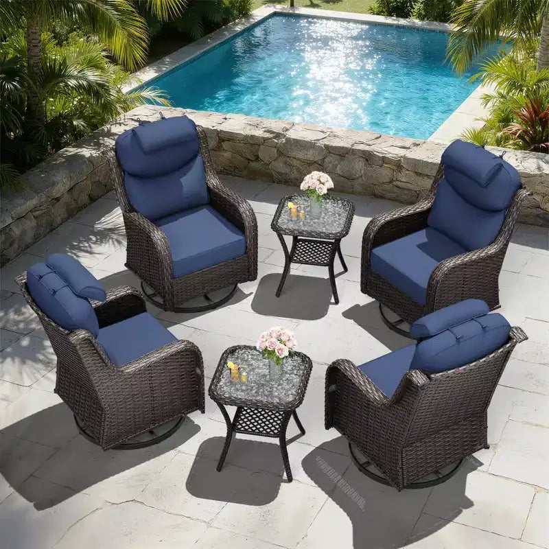 UPTIOT Outdoor-Schaukelstuhl-Set mit Beistelltischen zur Entspannung auf der Terrasse