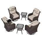 UPTIOT Outdoor Rocking Chair Set with Accent Tables for Patio Relaxation